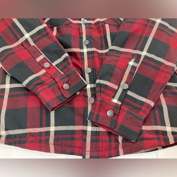 Wrangler Shacket Men’s S Red Black Plaid Sherpa Lined Flannel Jacket - Picture 4 of 12